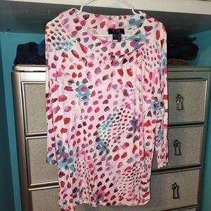 FDJ by Fiorillo Multicolor Dot Print Long Sleeve Top